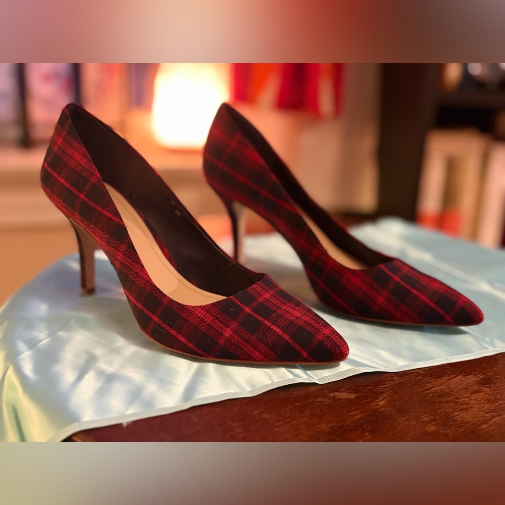 BCBGeneration Red Plaid Heels